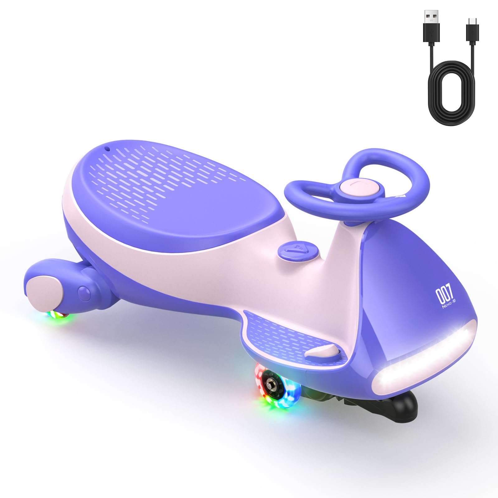 FanttikRide 12V N7 Pro Electric Car for Children, Anti-Tip, Ergonomic, 2 in 1, 2 Speed, Flashing Wheels, Bluetooth, Type-C Charging, for Children from 3 Years, Red and Blue.
