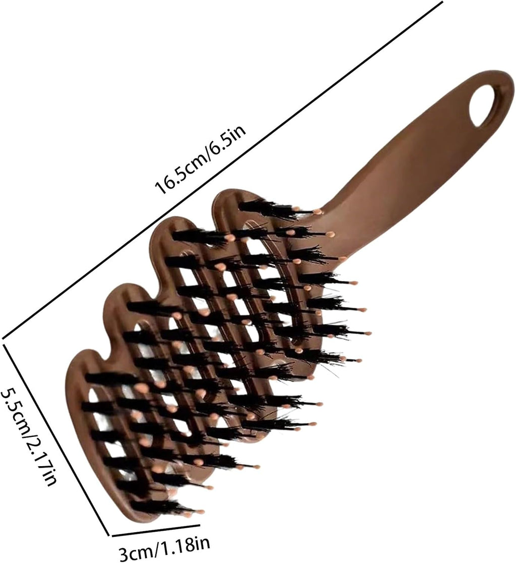 Brosse Pour Cheveux En Soies De Sanglier,Peigne Démêlant Courbé,Peigne - Pour Le Séchage Le Massage Le Coiffage Le Lissage Le Toilettage Les Cheveux Bouclés Le Voyage Le Salon La