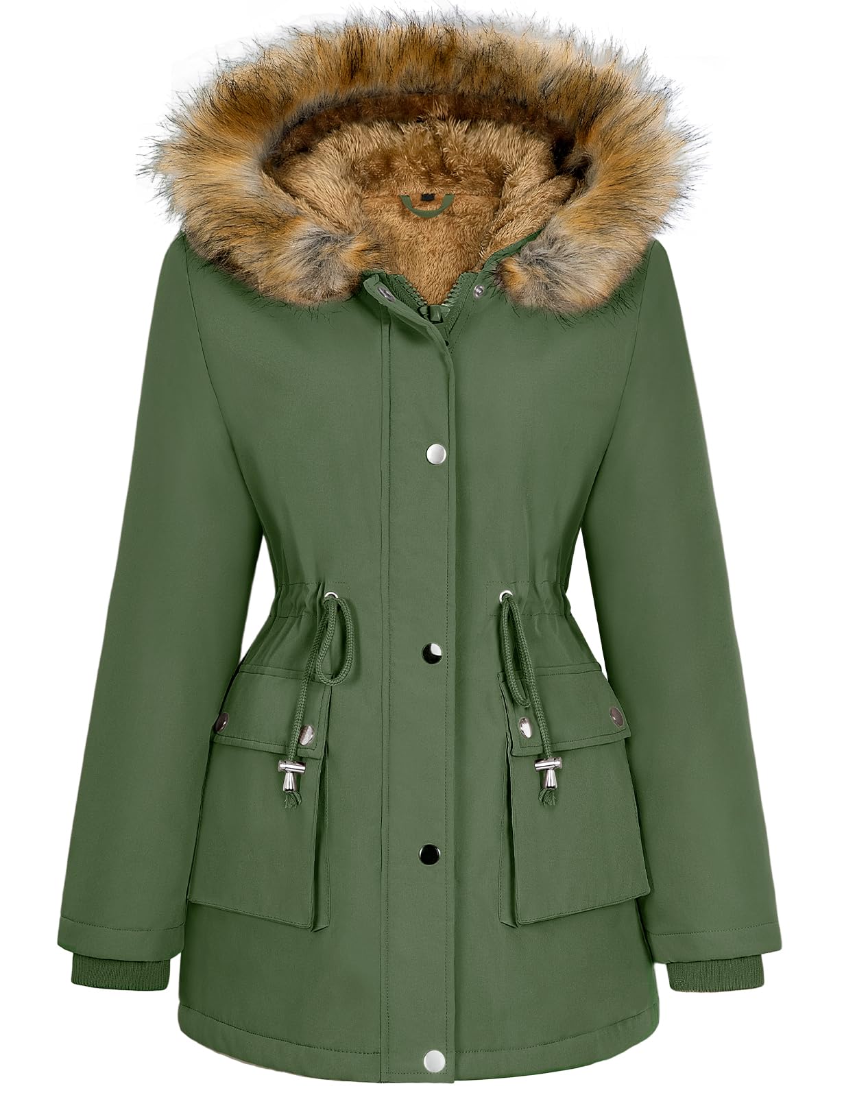 Lonya Manteau Femme Hiver Parka - Veste Polaire Imperméables Manteau à Capuche Zippé Chaud Blouson Doublure en Peluche Fausse Fourrure Parka Jacket Hooded Outercoat avec Poches