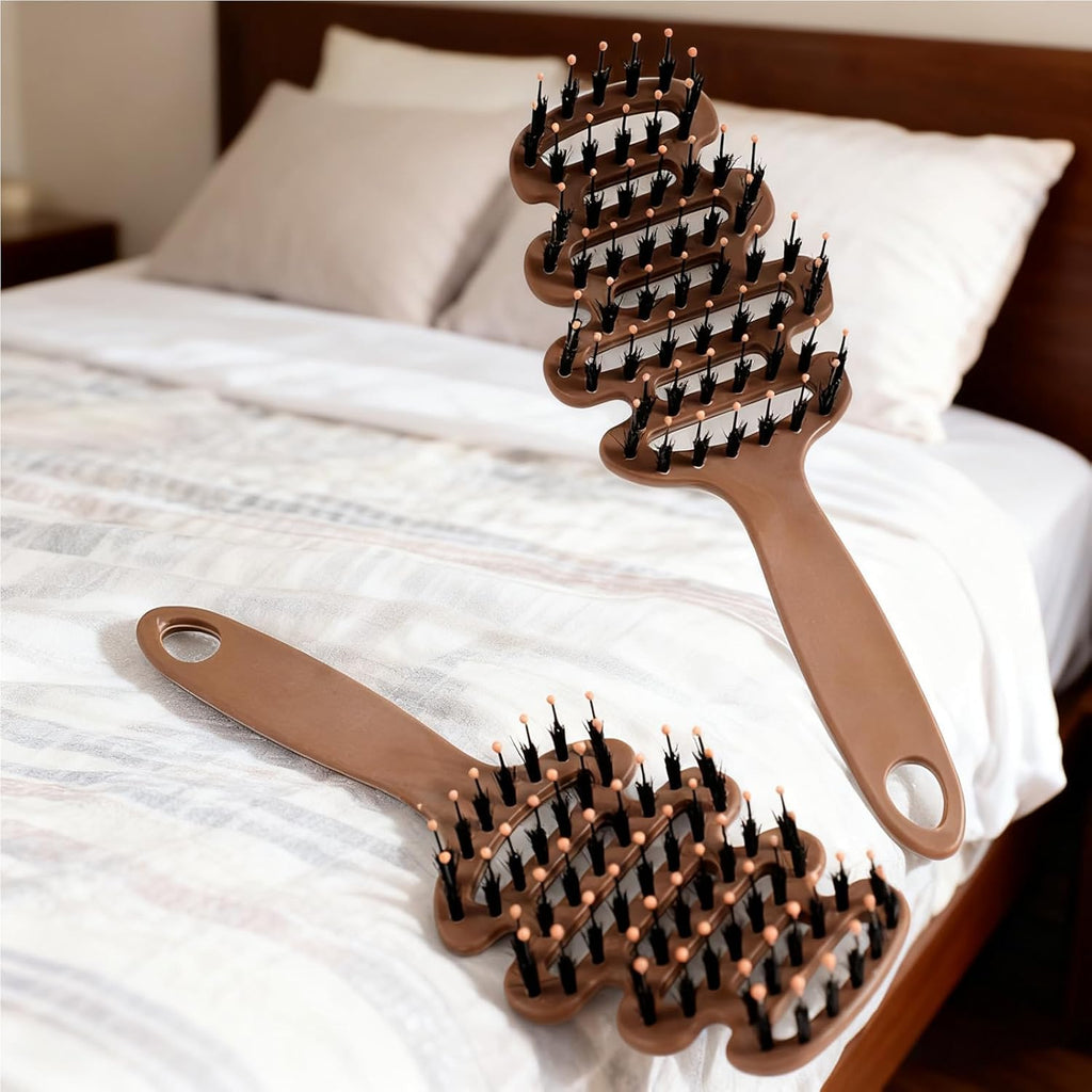 Brosse Pour Cheveux En Soies De Sanglier,Peigne Démêlant Courbé,Peigne - Pour Le Séchage Le Massage Le Coiffage Le Lissage Le Toilettage Les Cheveux Bouclés Le Voyage Le Salon La