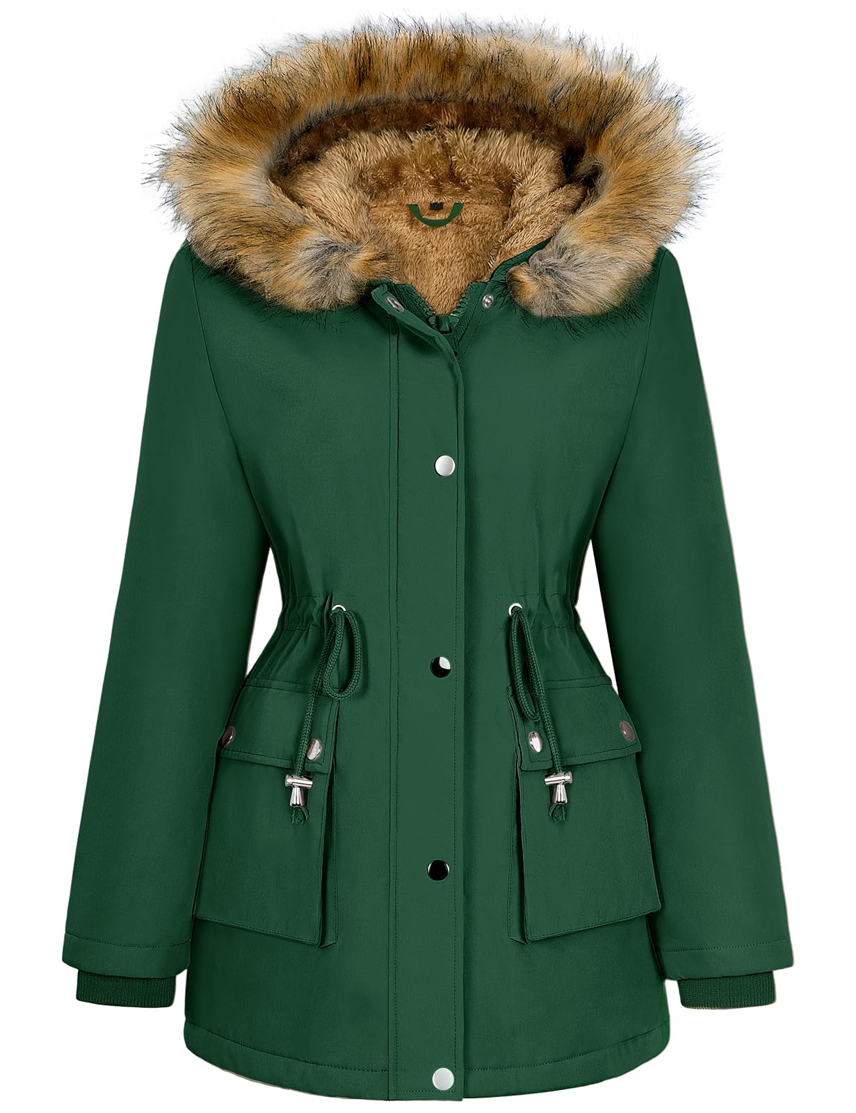 Lonya Manteau Femme Hiver Parka - Veste Polaire Imperméables Manteau à Capuche Zippé Chaud Blouson Doublure en Peluche Fausse Fourrure Parka Jacket Hooded Outercoat avec Poches