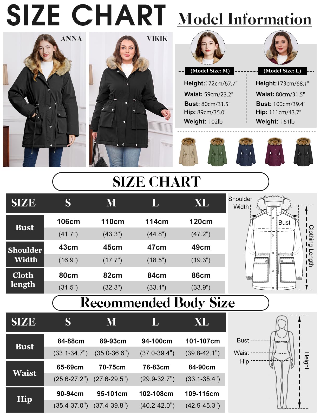 Lonya Manteau Femme Hiver Parka - Veste Polaire Imperméables Manteau à Capuche Zippé Chaud Blouson Doublure en Peluche Fausse Fourrure Parka Jacket Hooded Outercoat avec Poches