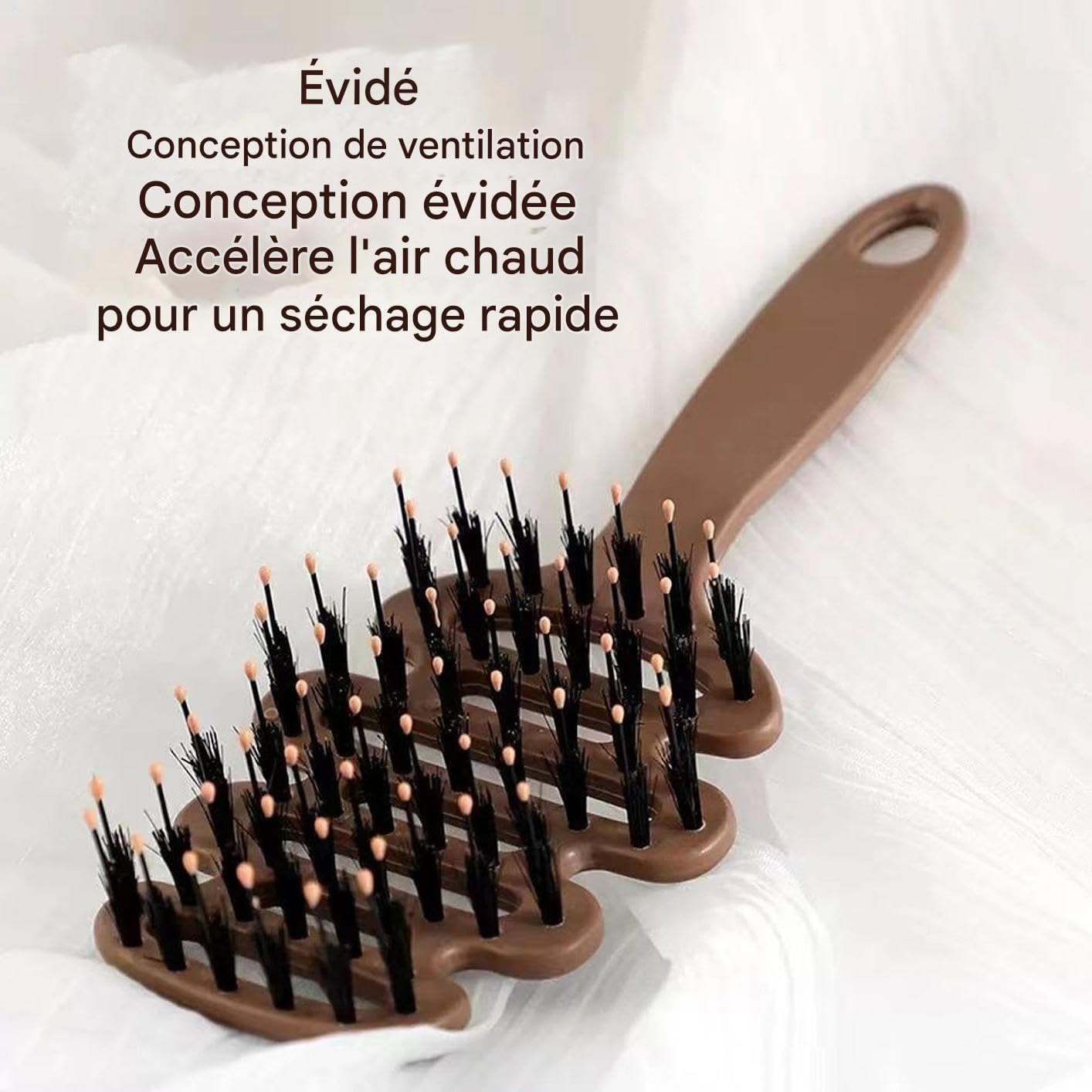Brosse Pour Cheveux En Soies De Sanglier,Peigne Démêlant Courbé,Peigne - Pour Le Séchage Le Massage Le Coiffage Le Lissage Le Toilettage Les Cheveux Bouclés Le Voyage Le Salon La