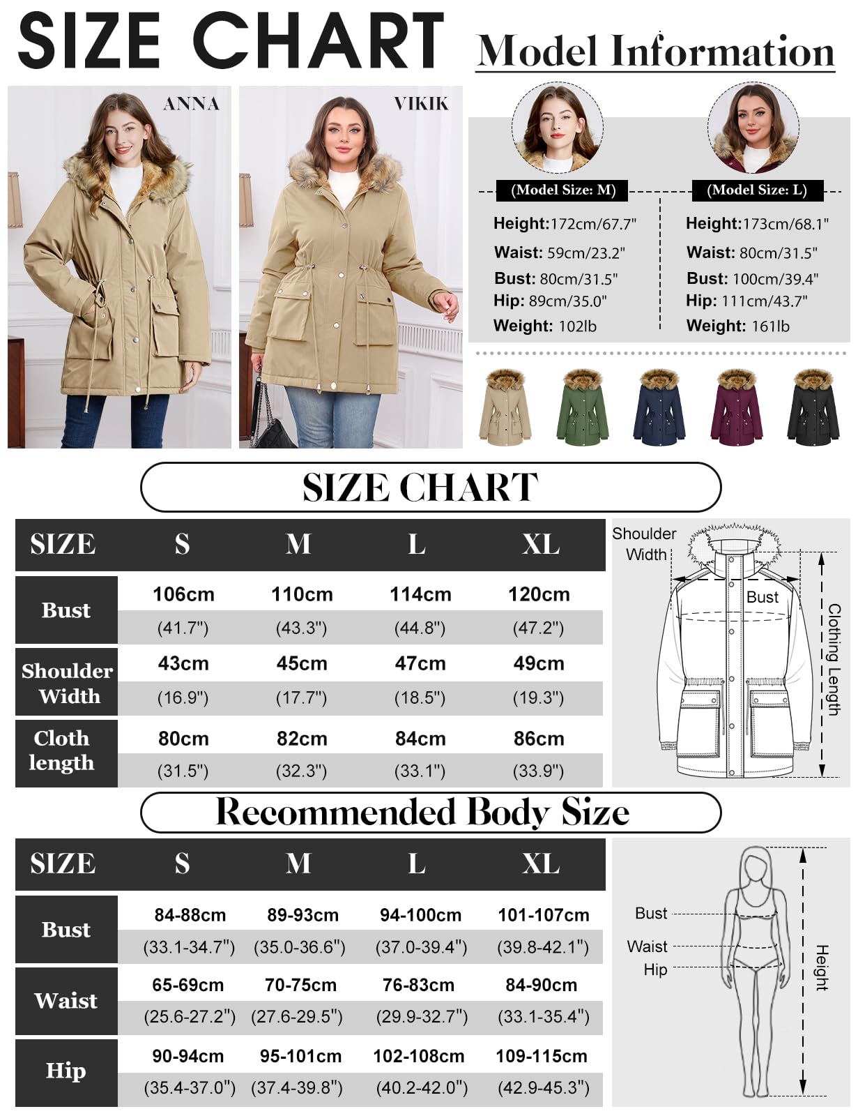 Lonya Manteau Femme Hiver Parka - Veste Polaire Imperméables Manteau à Capuche Zippé Chaud Blouson Doublure en Peluche Fausse Fourrure Parka Jacket Hooded Outercoat avec Poches