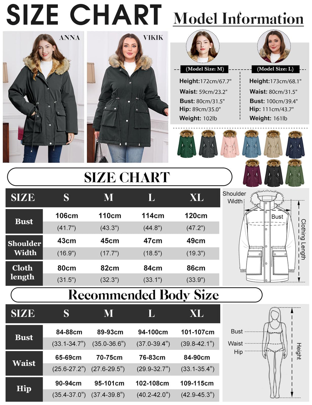 Lonya Manteau Femme Hiver Parka - Veste Polaire Imperméables Manteau à Capuche Zippé Chaud Blouson Doublure en Peluche Fausse Fourrure Parka Jacket Hooded Outercoat avec Poches