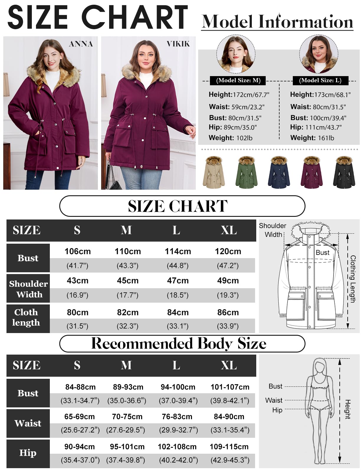 Lonya Manteau Femme Hiver Parka - Veste Polaire Imperméables Manteau à Capuche Zippé Chaud Blouson Doublure en Peluche Fausse Fourrure Parka Jacket Hooded Outercoat avec Poches