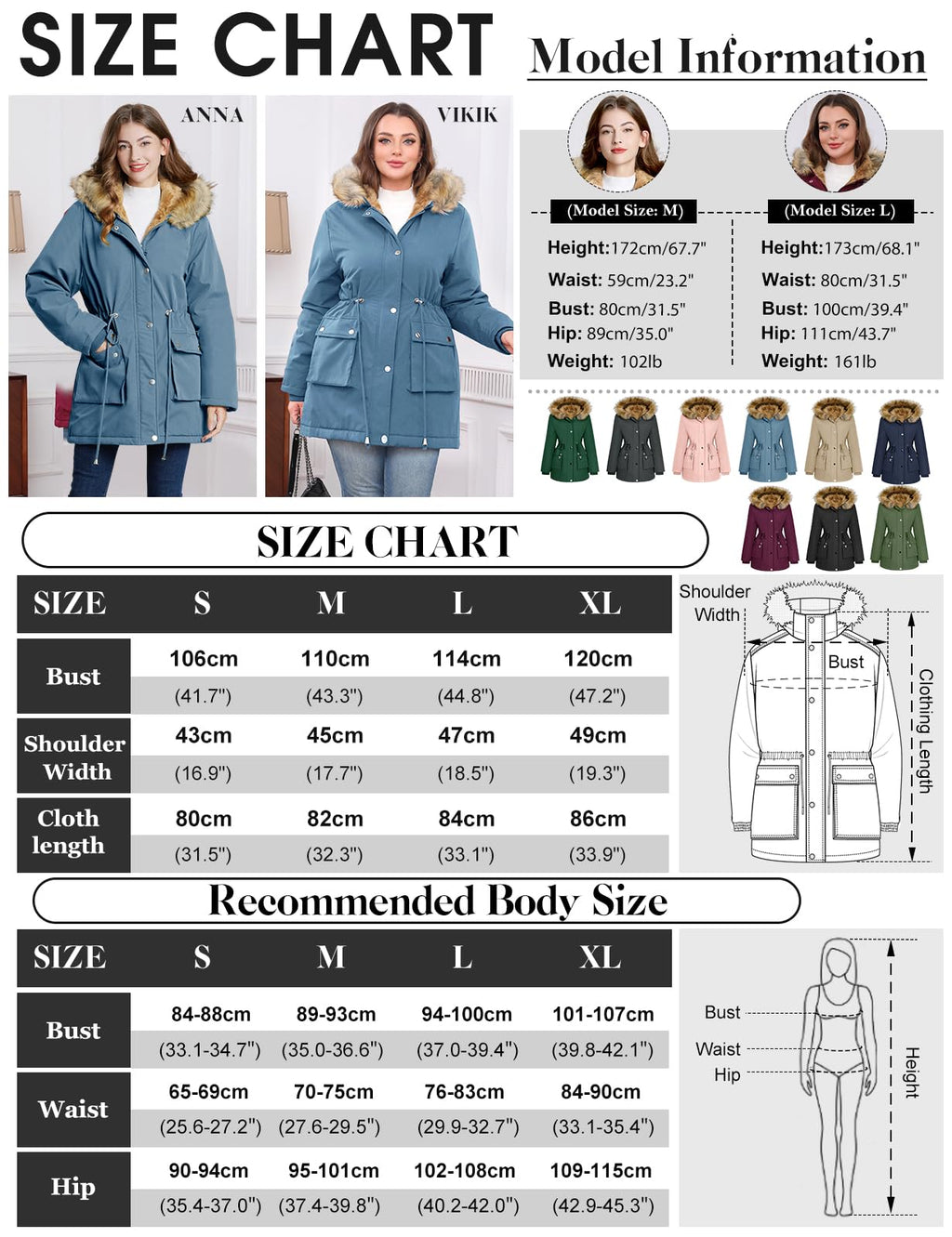 Lonya Manteau Femme Hiver Parka - Veste Polaire Imperméables Manteau à Capuche Zippé Chaud Blouson Doublure en Peluche Fausse Fourrure Parka Jacket Hooded Outercoat avec Poches